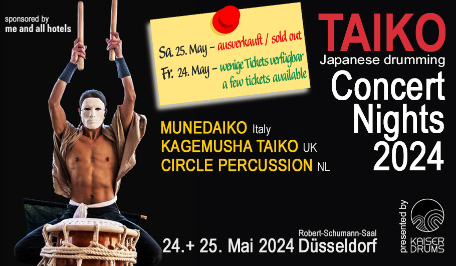 TAIKO Concert Nights 2024 am 24.+ 25. Mai in Düsseldorf mit MUNEDAIKO