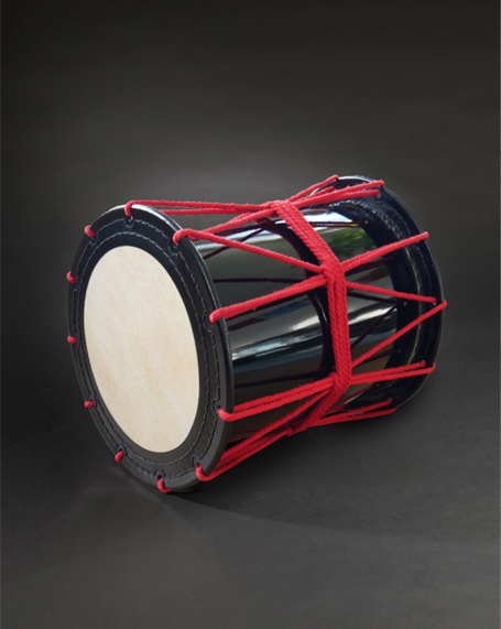 Katsugi-Daiko drum shiny-black 45cm red-rope (629) 